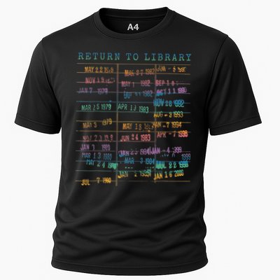 Library Card Vintage Book Due Date Bookish Rainbow Reading Cooling Performance Crew T-Shirt