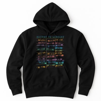 Library Card Vintage Book Due Date Bookish Rainbow Reading Hoodie
