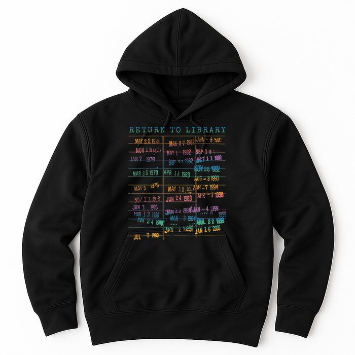 Library Card Vintage Book Due Date Bookish Rainbow Reading Hoodie