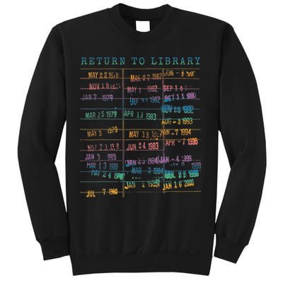 Library Card Vintage Book Due Date Bookish Rainbow Reading Sweatshirt