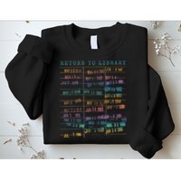 Library Card Vintage Book Due Date Bookish Rainbow Reading Sweatshirt