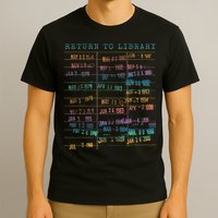 Library Card Vintage Book Due Date Bookish Rainbow Reading T-Shirt