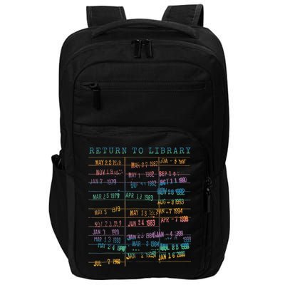 Library Card Vintage Book Due Date Bookish Rainbow Reading Impact Tech Backpack