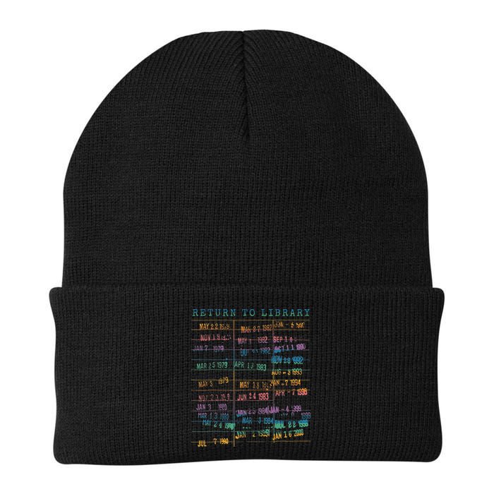 Library Card Vintage Book Due Date Bookish Rainbow Reading Beanie