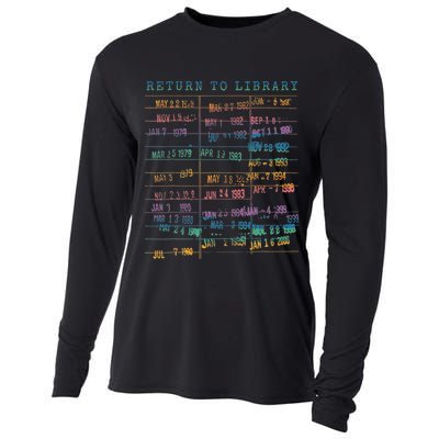 Library Card Vintage Book Due Date Bookish Rainbow Reading Cooling Performance Long Sleeve Crew