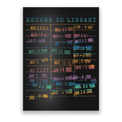Library Card Vintage Book Due Date Bookish Rainbow Reading Poster