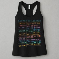 Library Card Vintage Book Due Date Bookish Rainbow Reading Womens Tank Top