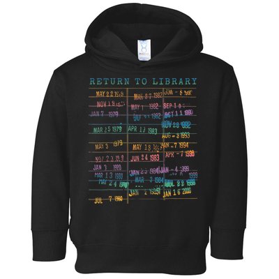 Library Card Vintage Book Due Date Bookish Rainbow Reading Toddler Hoodie