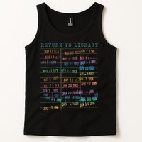 Library Card Vintage Book Due Date Bookish Rainbow Reading Tank Top