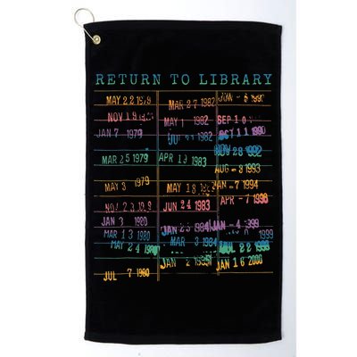 Library Card Vintage Book Due Date Bookish Rainbow Reading Golf Towel