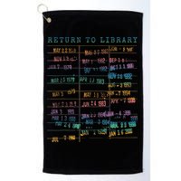 Library Card Vintage Book Due Date Bookish Rainbow Reading Golf Towel