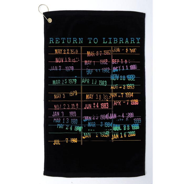 Library Card Vintage Book Due Date Bookish Rainbow Reading Golf Towel