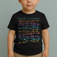Library Card Vintage Book Due Date Bookish Rainbow Reading Toddler T-Shirt