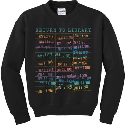 Library Card Vintage Book Due Date Bookish Rainbow Reading Kids Sweatshirt