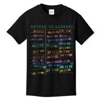 Library Card Vintage Book Due Date Bookish Rainbow Reading Kids T-Shirt