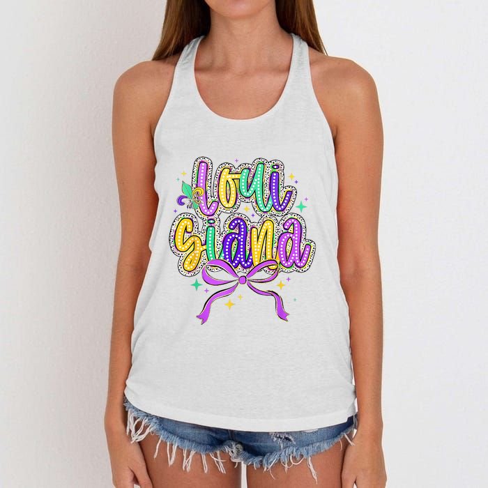 Louisiana Culture Vintage We Stand Nola Strong Bourbon Street Women's Knotted Racerback Tank