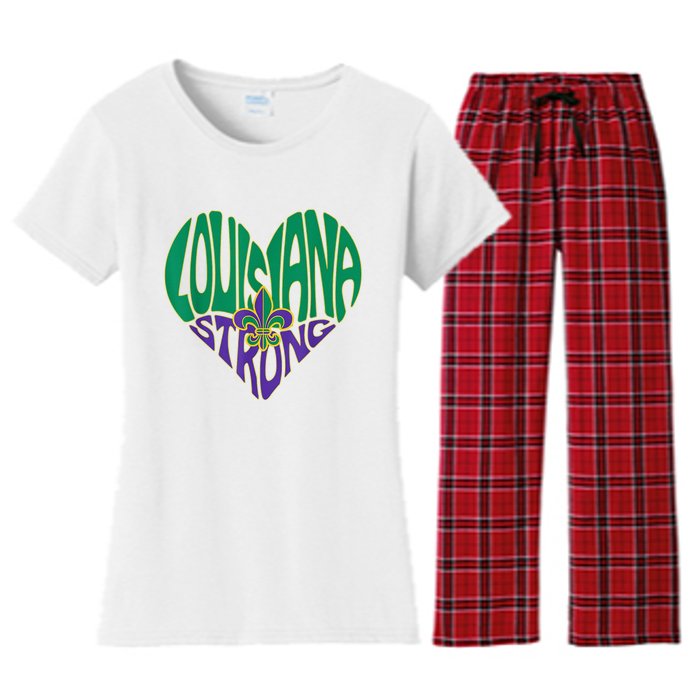 Louisiana Culture Vintage We Stand Nola Strong Women's Flannel Pajama Set