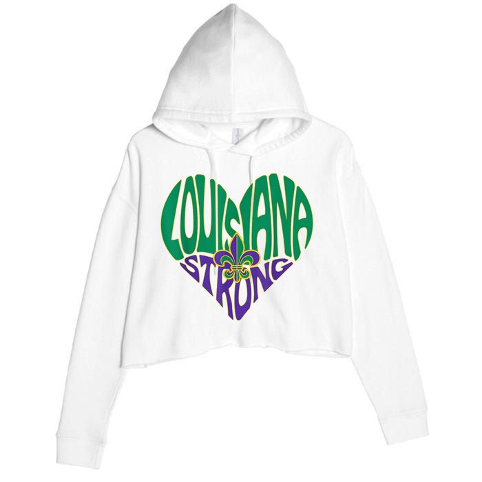 Louisiana Culture Vintage We Stand Nola Strong Crop Fleece Hoodie