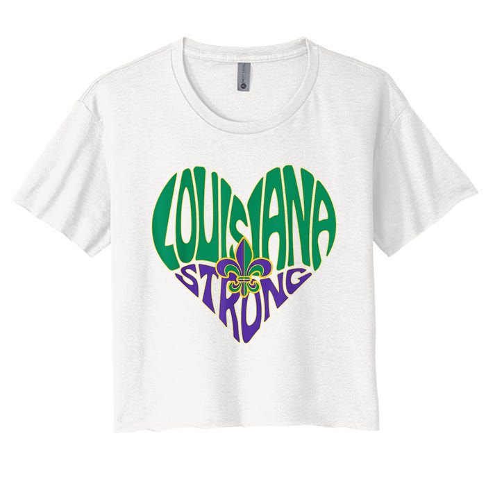 Louisiana Culture Vintage We Stand Nola Strong Women's Crop Top Tee