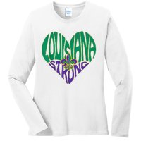 Louisiana Culture Vintage We Stand Nola Strong Ladies Long Sleeve Shirt