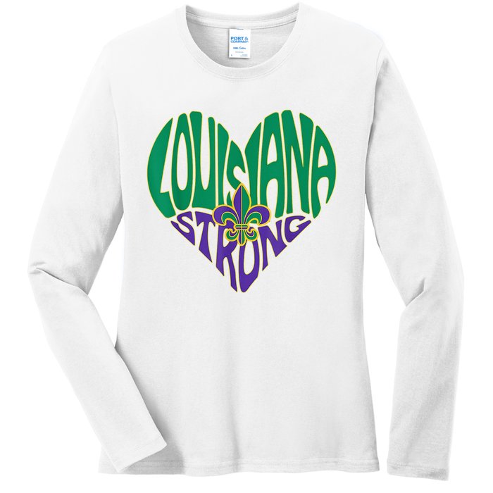 Louisiana Culture Vintage We Stand Nola Strong Ladies Long Sleeve Shirt