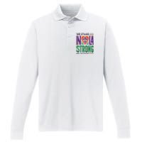 Louisiana Culture Vintage We Stand Nola Strong Apparel Performance Long Sleeve Polo