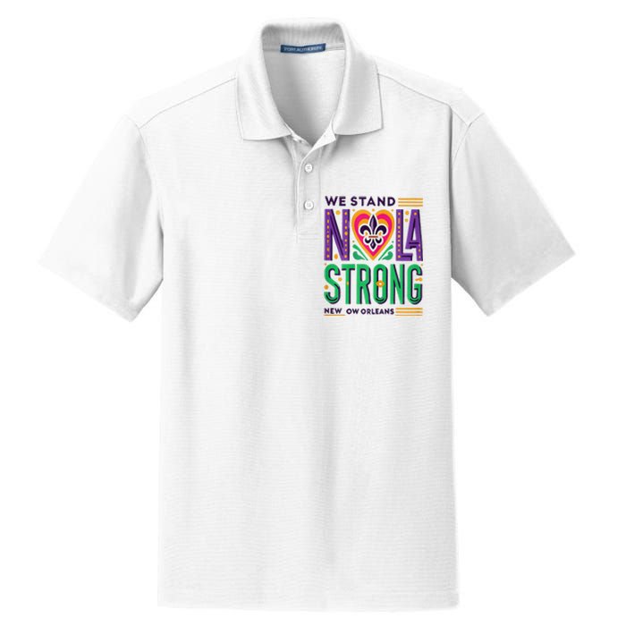 Louisiana Culture Vintage We Stand Nola Strong Apparel Dry Zone Grid Polo