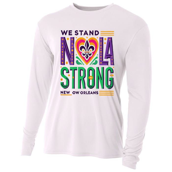 Louisiana Culture Vintage We Stand Nola Strong Apparel Cooling Performance Long Sleeve Crew