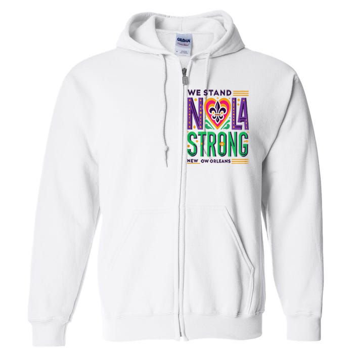 Louisiana Culture Vintage We Stand Nola Strong Apparel Full Zip Hoodie