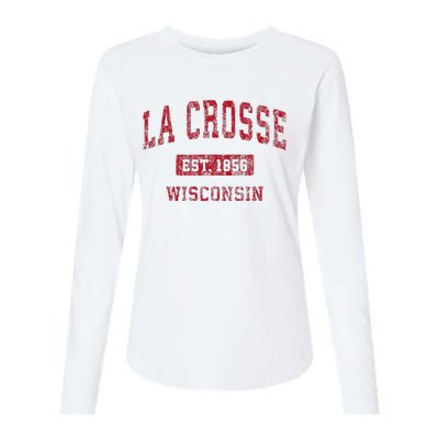 La Crosse Wisconsin Wi Vintage Sports Design Womens Cotton Relaxed Long Sleeve T-Shirt