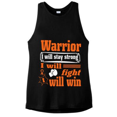 Leukemia Cancer Warrior I Will Stay Strong I Will Fight Ladies PosiCharge Tri-Blend Wicking Tank