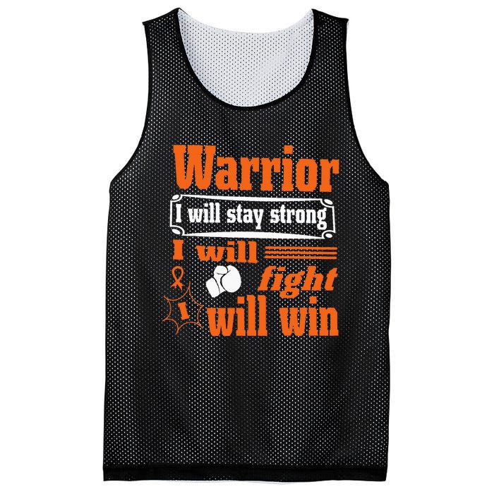 Leukemia Cancer Warrior I Will Stay Strong I Will Fight Mesh Reversible Basketball Jersey Tank