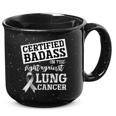 Lung Cancer Warrior Gift Funny Lung Cancer Awareness 15oz Campfire Ceramic Mug