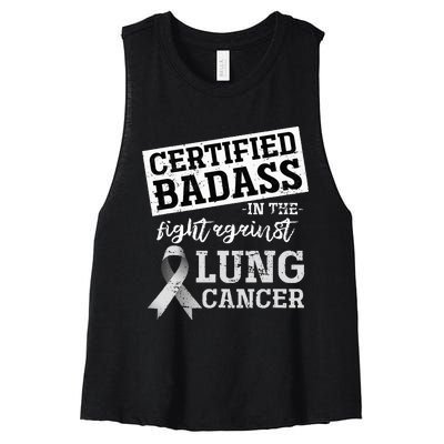 Lung Cancer Warrior Gift Funny Lung Cancer Awareness Women's Racerback Cropped Tank