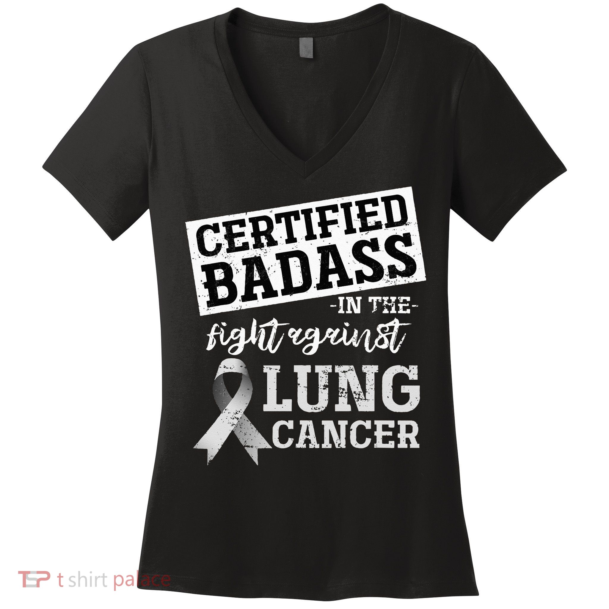 Lung Cancer Warrior Gift Funny Lung Cancer Awareness Women's V-Neck T-Shirt