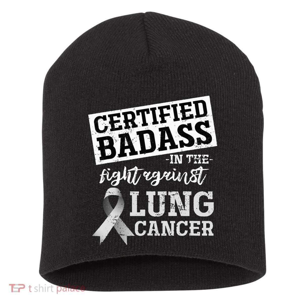 Lung Cancer Warrior Gift Funny Lung Cancer Awareness Short Acrylic Beanie