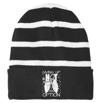 Lung Cancer Warrior Striped Beanie with Solid Band