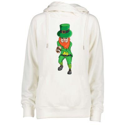 Leprechaun Costume With Football Holiday Station Playoff Cool Gift Womens Funnel Neck Pullover Hood