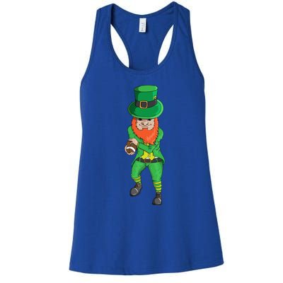 Leprechaun Costume With Football Holiday Station Playoff Cool Gift Women's Racerback Tank