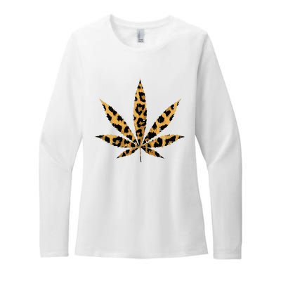 Leopard Cheetah Weed Cannabis Marijuana 420 Thc Stoner Gift Womens CVC Long Sleeve Shirt