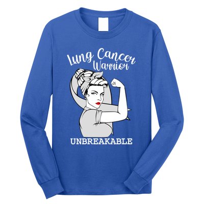 Lung Cancer Warrior Unbreakable Strong Awareness Cute Gift Long Sleeve Shirt