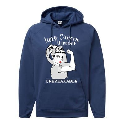 Lung Cancer Warrior Unbreakable Strong Awareness Cute Gift Performance Fleece Hoodie