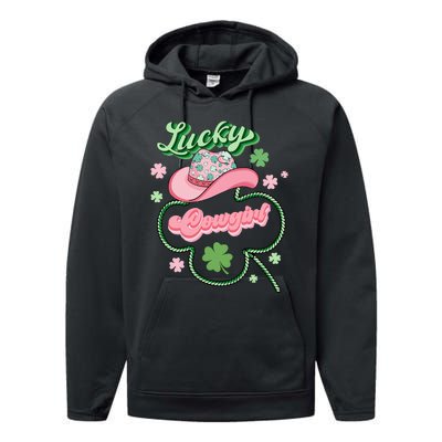 Lucky Cowgirl Western St Patricks Day Women Cowboy Hat Performance Fleece Hoodie