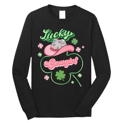 Lucky Cowgirl Western St Patricks Day Women Cowboy Hat Long Sleeve Shirt