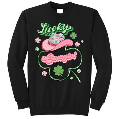 Lucky Cowgirl Western St Patricks Day Women Cowboy Hat Sweatshirt