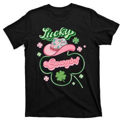 Lucky Cowgirl Western St Patricks Day Women Cowboy Hat T-Shirt