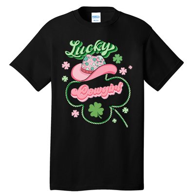 Lucky Cowgirl Western St Patricks Day Women Cowboy Hat Tall T-Shirt