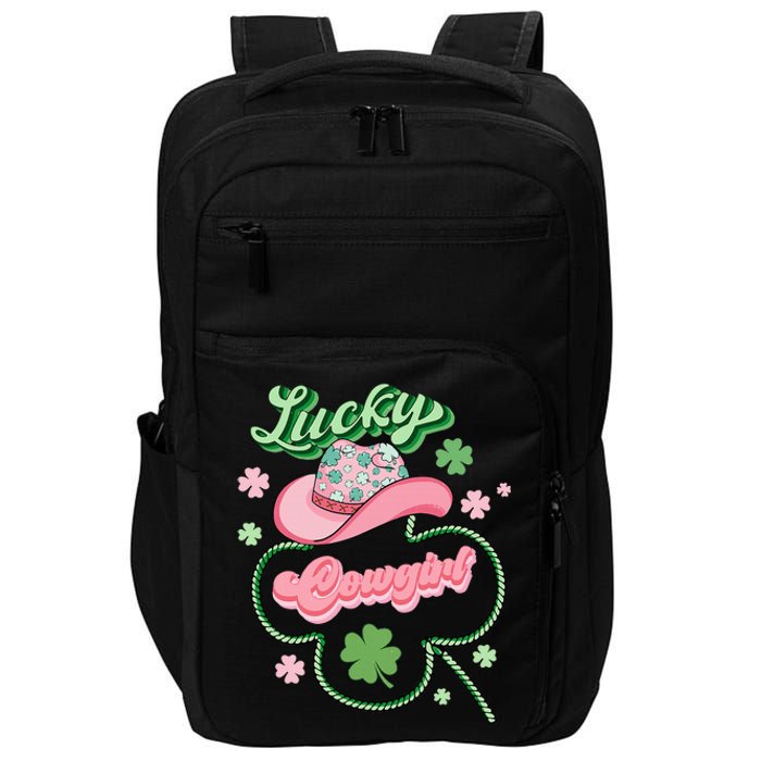 Lucky Cowgirl Western St Patricks Day Women Cowboy Hat Impact Tech Backpack