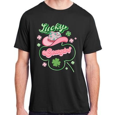 Lucky Cowgirl Western St Patricks Day Women Cowboy Hat Adult ChromaSoft Performance T-Shirt