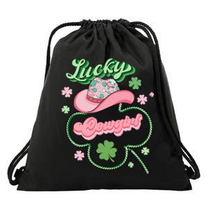 Lucky Cowgirl Western St Patricks Day Women Cowboy Hat Drawstring Bag